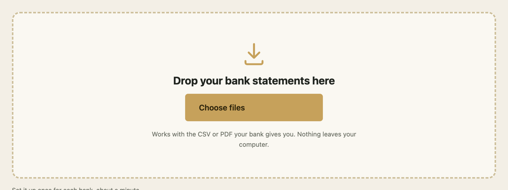 Dropping a bank statement file into Statement Bridge